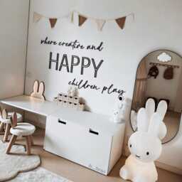 Where Creative & Happy Children Play Wall Sign, Playroom Wooden Art, Nursery Decoration, Scandi Decor - thumbnail 3