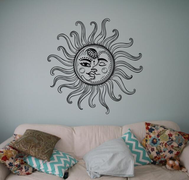 Crescent Moon Wall Art Decal Sleeping Sun Vinyl Sticker Bedroom Home Interior Decor Mural Housewares Custom Design 21(Nt - image 1