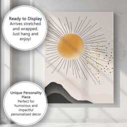 Minimalist Golden Sun Mountain Landscape Abstract Canvas Wall Art Print Decor Picture Ready To Hang - thumbnail 3