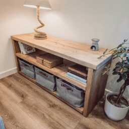 Norwyn 2-Tier Storage Unit/Bookshelf Toy Living Room Shoe Rustic Solid Wood Book Shelf - thumbnail 1