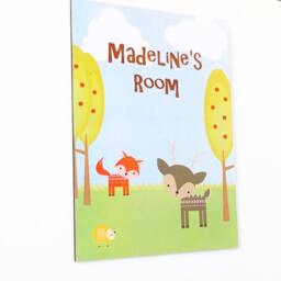 Personalised Woodland Door Sign, Name Plaque, Room Decor, Fox Bedroom Nursery, Neutral Nursery Theme - thumbnail 2