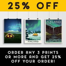 Finland Travel Poster Featuring The Northern Lights - thumbnail 2