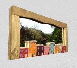 Funckles Driftwood Cottage House Mirror, Signed Coastal Wall Art - thumbnail 2