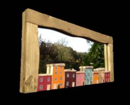 Funckles Driftwood Cottage House Mirror, Signed Coastal Wall Art - thumbnail 3