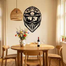 Motocross Helmet Metal Wall Art, Dirt Bike Forest Scene Home Decor, Mx Rider Sign, Motorcycle Gift, Man Cave Bedroom Living Room Art - thumbnail 4