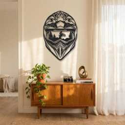 Motocross Helmet Metal Wall Art, Dirt Bike Forest Scene Home Decor, Mx Rider Sign, Motorcycle Gift, Man Cave Bedroom Living Room Art - thumbnail 2