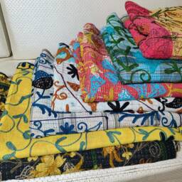 Vintage Threadwork Quilt Bed Cover in Yellow - King Size Handmade Bedding Sofa Throw Kantha Bedspread - thumbnail 4
