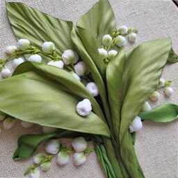 Lily Of The Valley Wall Art - 3D Floral Ribbon Embroidery - thumbnail 3