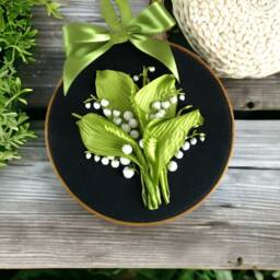 Lily Of The Valley Wall Art - 3D Floral Ribbon Embroidery - thumbnail 4