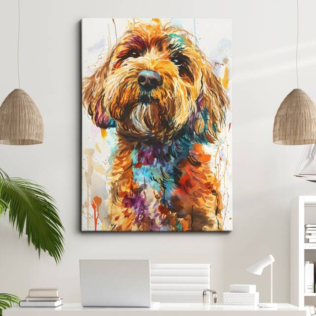 Cockapoo Abstract Paint Drip Dog Painting Framed Poster Print Or Canvas Wall Decor Art Bedroom Home Interior Gift For Pet Lover - image 1