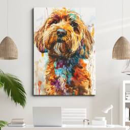 Cockapoo Abstract Paint Drip Dog Painting Framed Poster Print Or Canvas Wall Decor Art Bedroom Home Interior Gift For Pet Lover - thumbnail 1