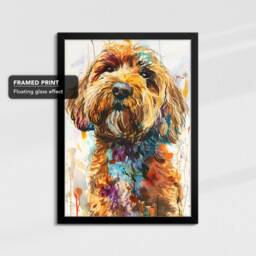Cockapoo Abstract Paint Drip Dog Painting Framed Poster Print Or Canvas Wall Decor Art Bedroom Home Interior Gift For Pet Lover - thumbnail 2