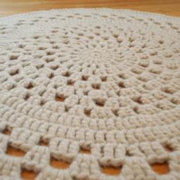 Grey Round Retro Rug Wool Crochet - Oversized Boho Doily Rug Wool Felt Wolen Round Mat Bedside Rugs - thumbnail 3
