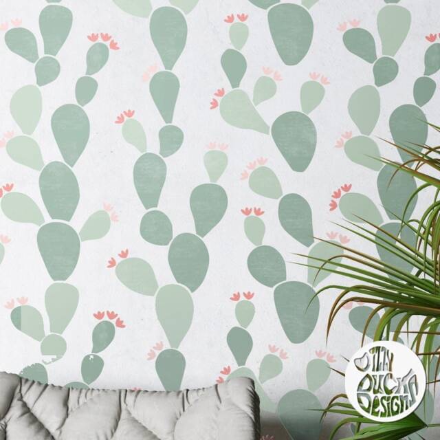 Stencil For Walls Phoenix Cactus Wall Stencil Prickly Pear For Painting Diy Decor Cacti Tropical Plant - image 1