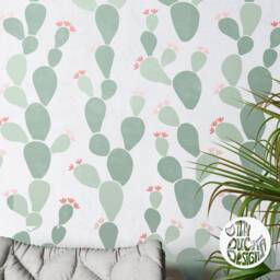 Stencil For Walls Phoenix Cactus Wall Stencil Prickly Pear For Painting Diy Decor Cacti Tropical Plant - thumbnail 1