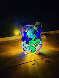 1 Green Stained Glass Mermaid Blue Candle Holder Nightlight Night Light Hand Painted - thumbnail 3