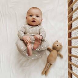 Linen Baby Crib Sheet Cream Neutral Bedding - thumbnail 4