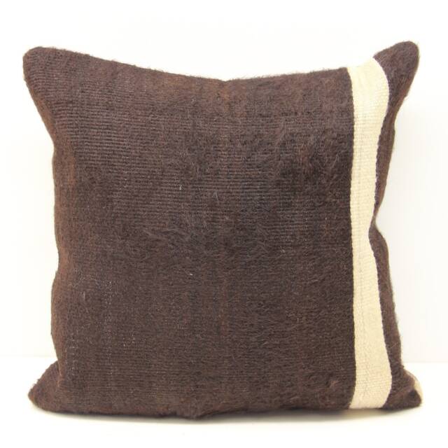Boho Kilim Pillow Cover, Vintage Turkish Wool Cushion - 16x16 Inch - image 1
