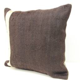 Boho Kilim Pillow Cover, Vintage Turkish Wool Cushion - 16x16 Inch - thumbnail 3