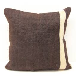 Boho Kilim Pillow Cover, Vintage Turkish Wool Cushion - 16x16 Inch - thumbnail 1