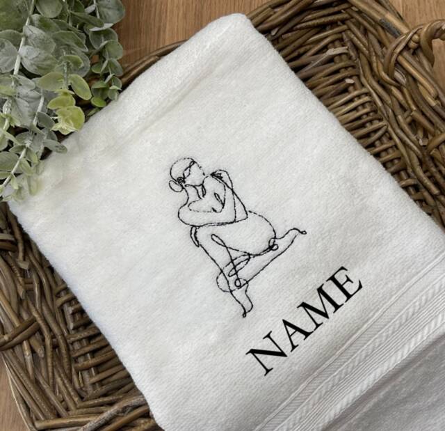 Personalised Custom Name/Line Art Women Embroidered Towels, Bath Towel - Hand Towel, Elegant Luxury Worldwide Shipping Gift - image 1