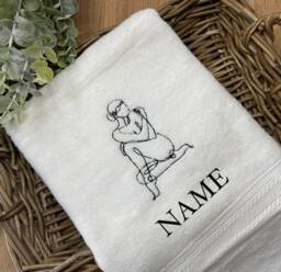 Personalised Custom Name/Line Art Women Embroidered Towels, Bath Towel - Hand Towel, Elegant Luxury Worldwide Shipping Gift