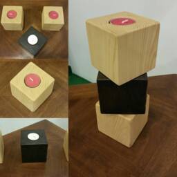 Candle Holders, Wooden Cubes Candle Candelabra, Ornaments - thumbnail 3