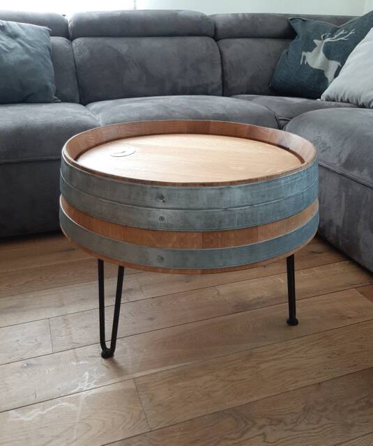 Wine Barrel Coffee Table Tripod Oiled - image 1