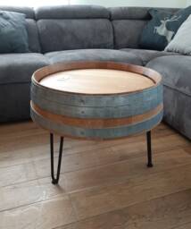 Wine Barrel Coffee Table Tripod Oiled - thumbnail 1