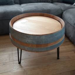 Wine Barrel Coffee Table Tripod Oiled - thumbnail 3