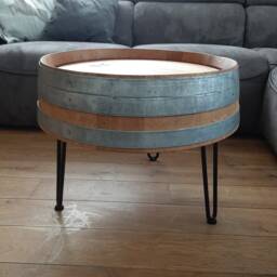 Wine Barrel Coffee Table Tripod Oiled - thumbnail 2