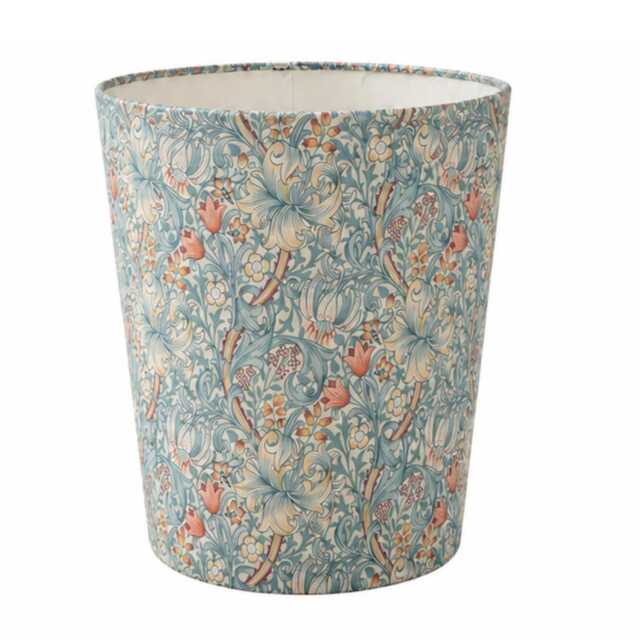 William Morris Golden Lily Tourmaline Waste Paper Bin - Handmade Fabric Basket For Bedroom, Study Or Home Office - image 1