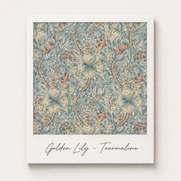 William Morris Golden Lily Tourmaline Waste Paper Bin - Handmade Fabric Basket For Bedroom, Study Or Home Office - thumbnail 4