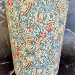 William Morris Waste Paper Bin, Fabric Desk Handmade Basket, Decorative Home Office Bin - Golden Lily Tourmaline - thumbnail 3