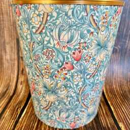 William Morris Waste Paper Bin, Fabric Desk Handmade Basket, Decorative Home Office Bin - Golden Lily Tourmaline - thumbnail 2