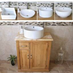 Bathroom Vanity Unit Free Standing Oak Cabinet Golden Honey Onyx Top Ceramic Basin Choice 503Gocbc - thumbnail 2