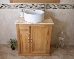 Bathroom Vanity Unit Free Standing Oak Cabinet Golden Honey Onyx Top Ceramic Basin Choice 503Gocbc