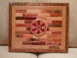 Wood Wall Art Sculpture Featuring Geometric Oak & Pine Beveled Trim Strips Stained in A Variety Of Fall Colors