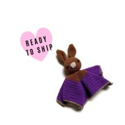 Crochet Bunny Security Blanket Handmade Cotton Baby Lovey - thumbnail 2