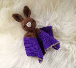 Crochet Bunny Security Blanket Handmade Cotton Baby Lovey - thumbnail 1