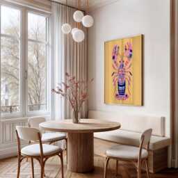 Colourful Lobster Print Wall Art, Quirky Kitchen Poster, Nautical Dining Room Decor, Coastal Seafood Artwork For Beach House Or Seaside Home - thumbnail 2