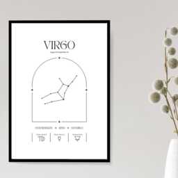 Virgo Zodiac Print - Minimalist Astrology Poster Horoscope Wall Art Star Sign Decor Gift Idea A5 A4 A3 Framed Or Unframed - thumbnail 2