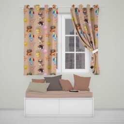 Cute Summer Dog Sunglasses Ice Cream Starfish Seamless Pattern Readymade Eyelet Ring Top Thermal 100% Blackout Curtains