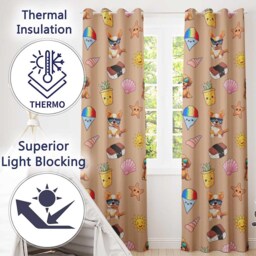Cute Summer Dog Sunglasses Ice Cream Starfish Seamless Pattern Readymade Eyelet Ring Top Thermal 100% Blackout Curtains - thumbnail 3