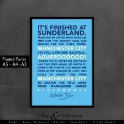 Manchester City Fan Poster, Sergio Aguero, Martin Tyler Commentary Quote, Man Print Wall Art, Football D??cor, Sporting Moment 2012 - thumbnail 2