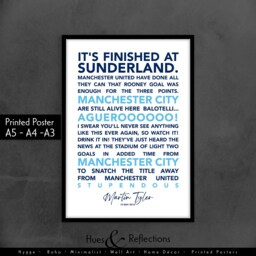 Manchester City Fan Poster, Sergio Aguero, Martin Tyler Commentary Quote, Man Print Wall Art, Football D??cor, Sporting Moment 2012 - thumbnail 1