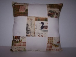 Throw - Toss Pillow Hunting Pattern 14 X Multi-Color 100% Cotton Home Decor Medium Firmness Handmade - thumbnail 1
