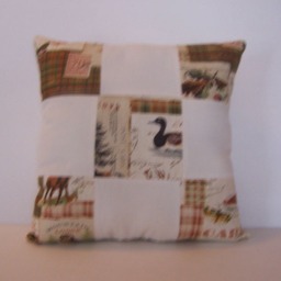 Throw - Toss Pillow Hunting Pattern 14 X Multi-Color 100% Cotton Home Decor Medium Firmness Handmade - thumbnail 2