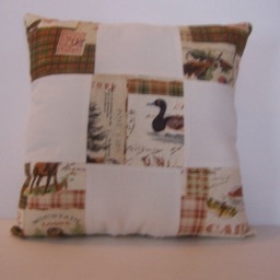 Throw - Toss Pillow Hunting Pattern 14 X Multi-Color 100% Cotton Home Decor Medium Firmness Handmade - thumbnail 3