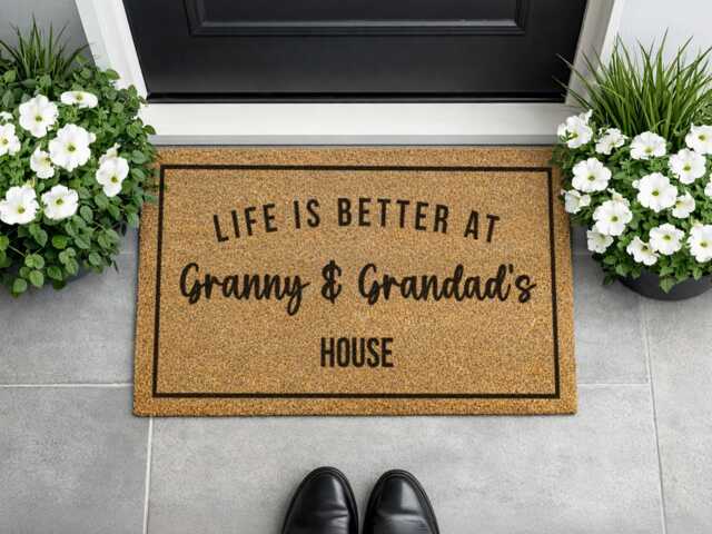 Life Is Better At Granny & Grandad's House - Custom Rug Elegant Baby News Mat - image 1